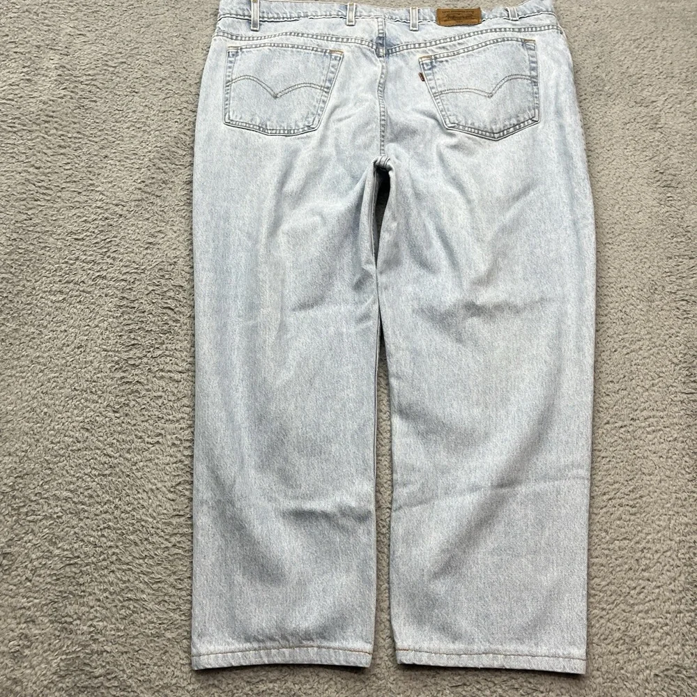 Levi's 545 Jeans Mens 45x28 Loose Fit Vintage 90s Black Bat‎ Wing Leather Tab